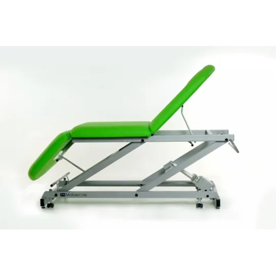 TABLE D'EXAMEN TYPE FAUTEUIL AVEC ROULETTES RÉTRACTABLES, PORTE-ROULEAUX ET BOUCHON FACIAL