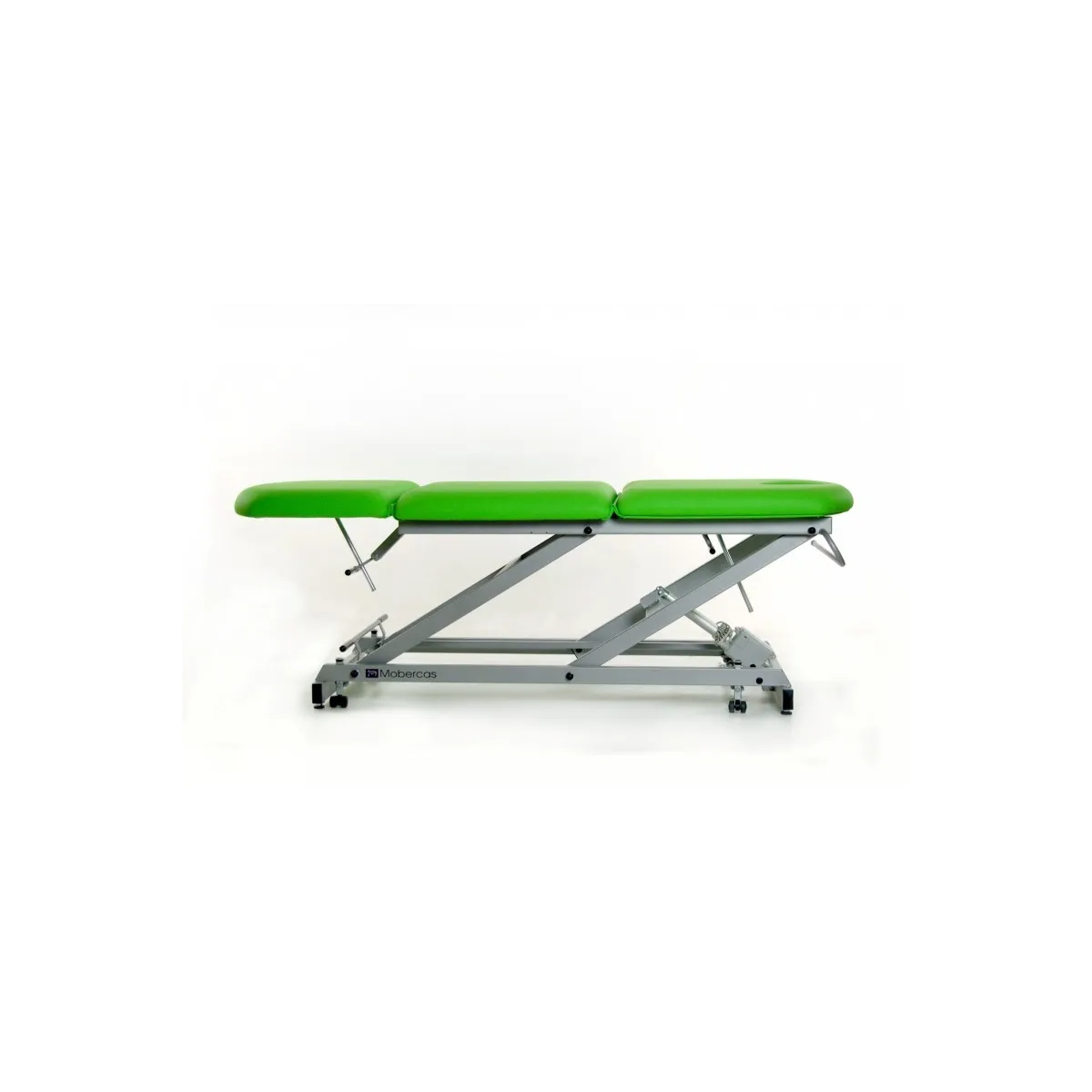 TABLE D'EXAMEN TYPE FAUTEUIL AVEC ROULETTES RÉTRACTABLES, PORTE-ROULEAUX ET BOUCHON FACIAL