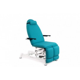 FAUTEUIL ÉLECTRIQUE DE PODOLOGIE AVEC HAUTEUR RÉGLABLE ET JAMBIÈRES INDÉPENDANTES 