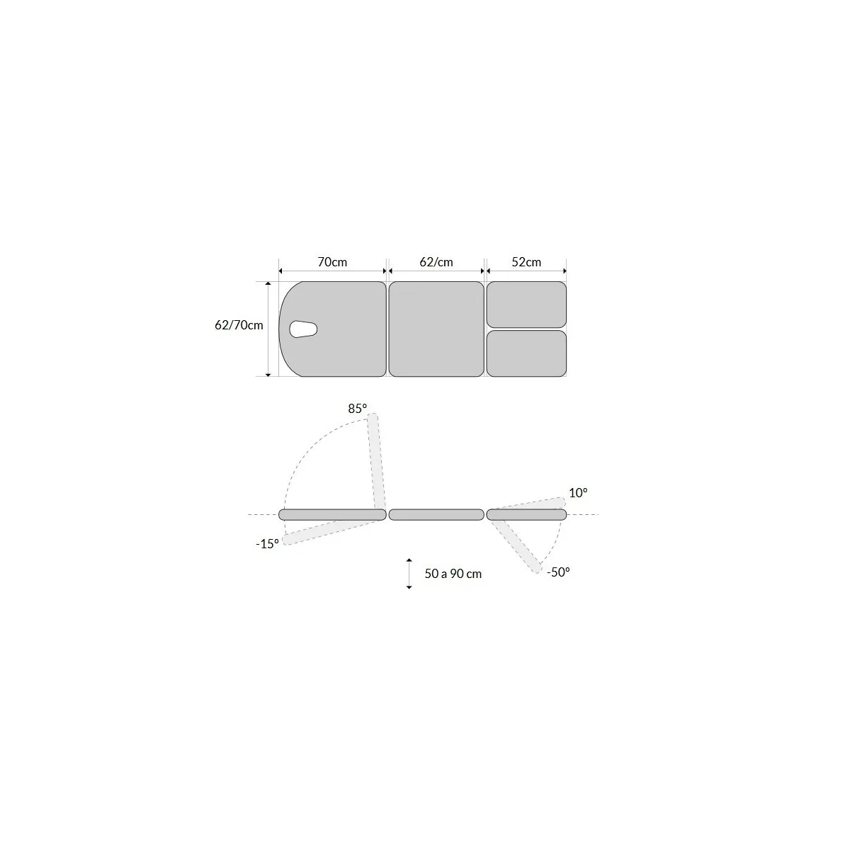 TABLE DIVAN D'EXAMEN ÉLECTRIQUE 4 PLANS