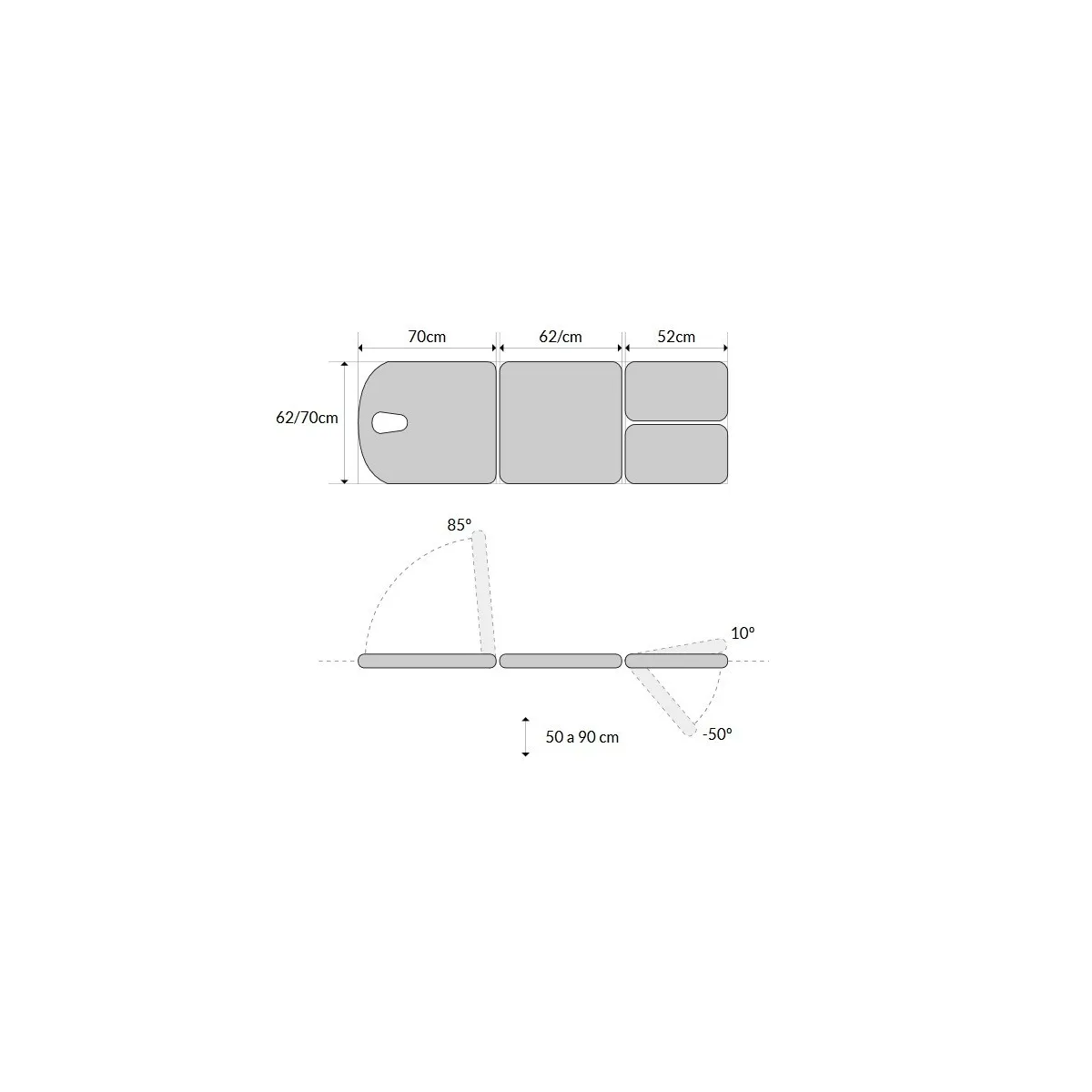 TABLE DIVAN D'EXAMEN ÉLECTRIQUE 4 PLANS