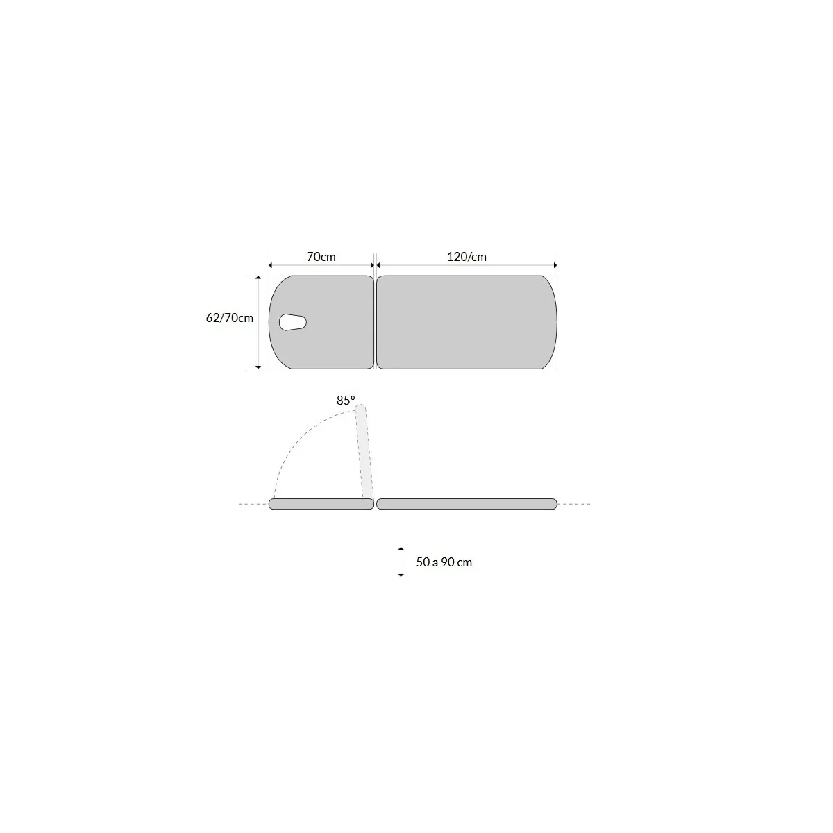 TABLE DIVAN D'EXAMEN ELECTRIQUE 2 PLANS DOS