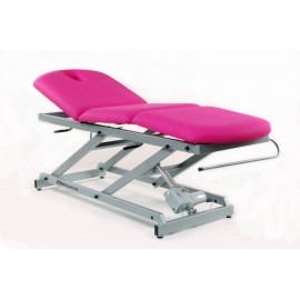 TABLE ÉLECTRIQUE DE 3 PANNEAUX AVEC ARTICULATION CENTRALE, PORTE-ROULEAUX ET BOUCHON FACIAL