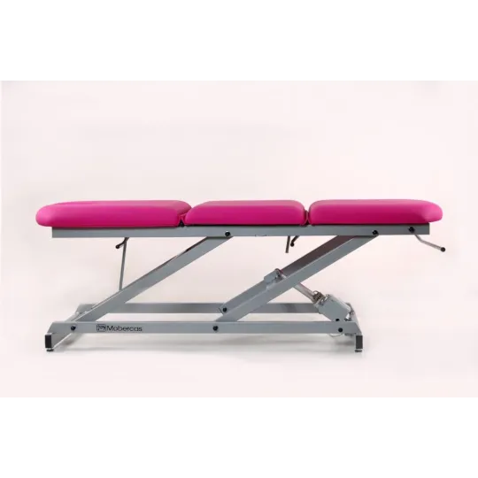 TABLE ÉLECTRIQUE DE 3 PANNEAUX AVEC ARTICULATION CENTRALE, PORTE-ROULEAUX ET BOUCHON FACIAL