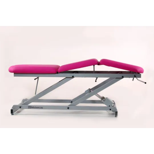 TABLE ÉLECTRIQUE DE 3 PANNEAUX AVEC ARTICULATION CENTRALE, PORTE-ROULEAUX ET BOUCHON FACIAL