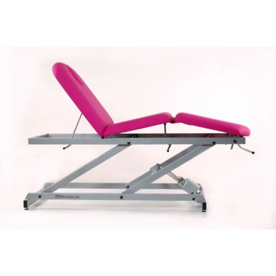 TABLE ÉLECTRIQUE DE 3 PANNEAUX AVEC ARTICULATION CENTRALE, PORTE-ROULEAUX ET BOUCHON FACIAL