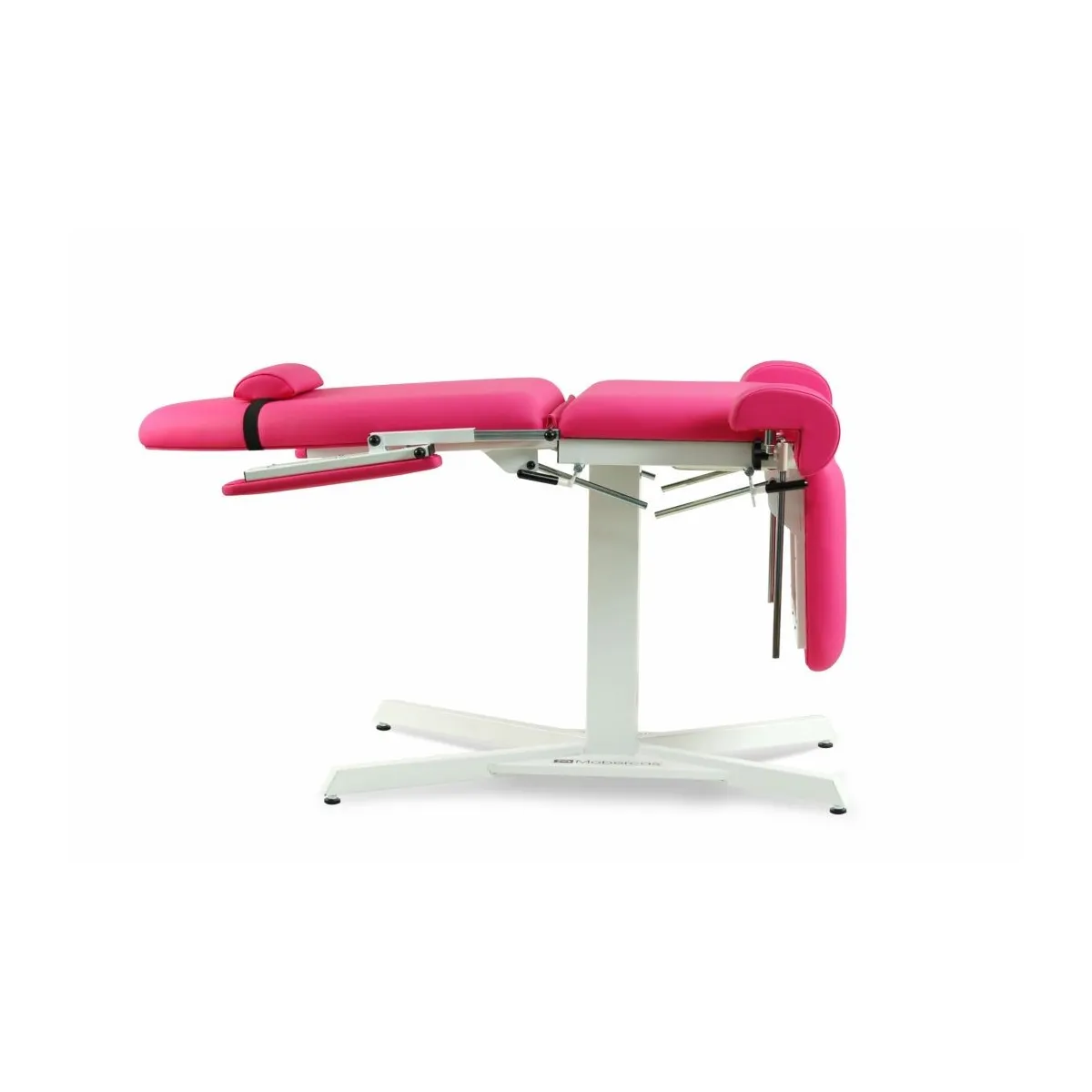 FAUTEUIL GYNÉCOLOGIQUE À HAUTEUR FIXE AVEC JAMBIÈRES GYNÉCOLOGIQUE ET PLATEAU AMOVIBLE EN ACIER INOXYDABLE  