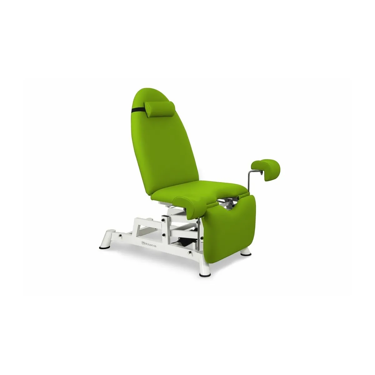 FAUTEUIL GYNÉCOLOGIQUE À HAUTEUR RÉGLABLE AVEC JAMBIÈRES GYNÉCOLOGIQUES ET PLATEAU AMOVIBLE 