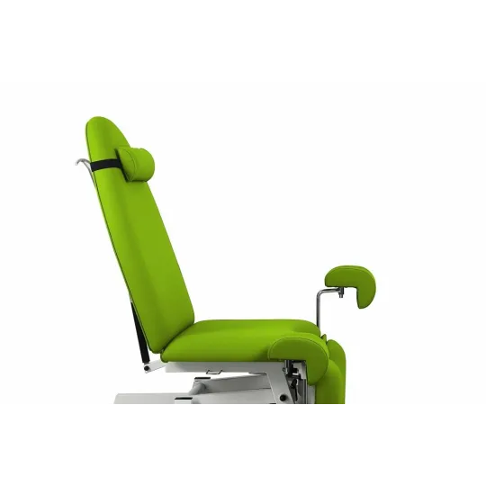 FAUTEUIL GYNÉCOLOGIQUE À HAUTEUR RÉGLABLE AVEC JAMBIÈRES GYNÉCOLOGIQUES ET PLATEAU AMOVIBLE 