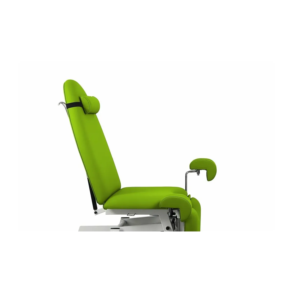 FAUTEUIL GYNÉCOLOGIQUE À HAUTEUR RÉGLABLE AVEC JAMBIÈRES GYNÉCOLOGIQUES ET PLATEAU AMOVIBLE 
