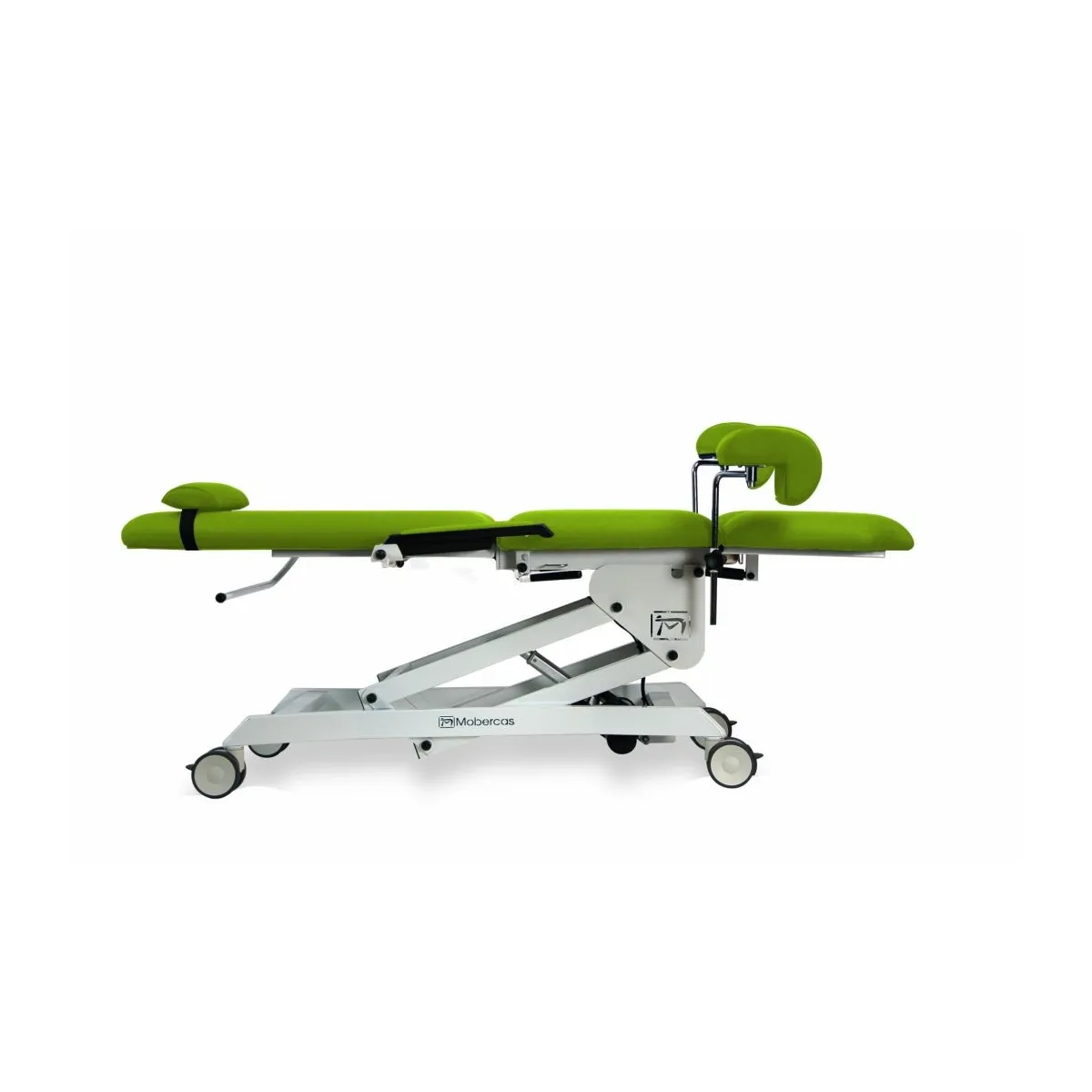 FAUTEUIL GYNÉCOLOGIQUE AVEC 2 MOTEURS, JAMBIÈRES GYNÉCOLOGIQUES, PLATEAU AMOVIBLE, TRENDELENBURG, ACCOUDOIRS ET ROUES