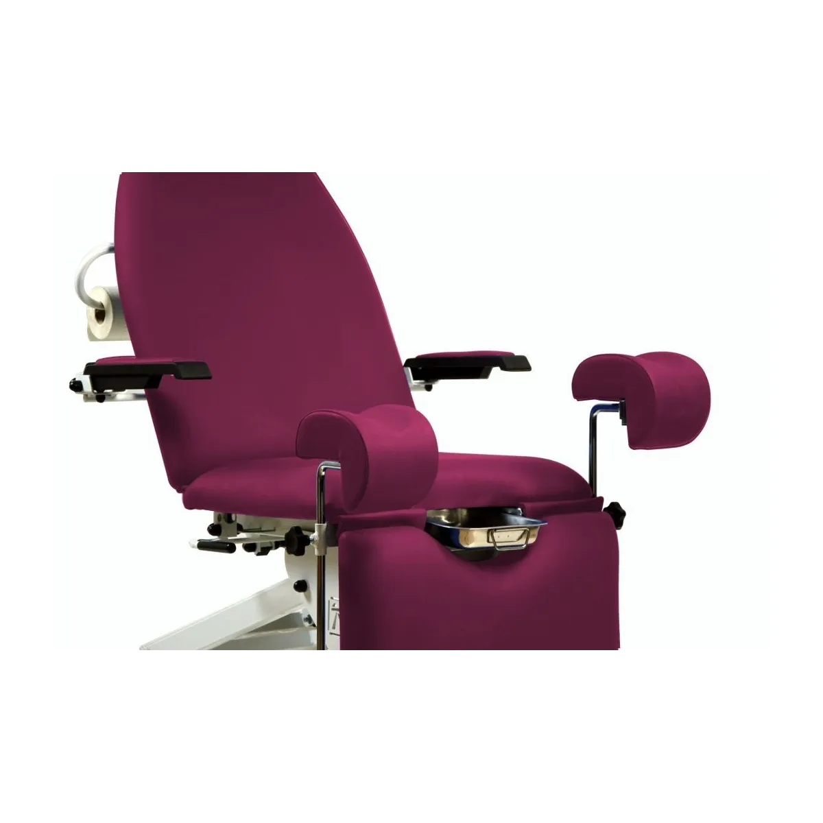 FAUTEUIL GYNÉCOLOGIQUE AVEC 3 MOTEURS, JAMBIÈRES GYNÉCOLOGIQUE, PLATEAU AMOVIBLE ET ACCOUDOIRS 