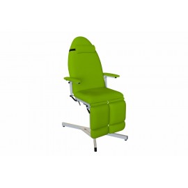 FAUTEUIL DE PODOLOGIE À HAUTEUR FIXE AVEC JAMBIÈRES EXTENSIBLES, REPOSE-TÊTE RÉGLABLE ET ACCOUDOIRS RELEVABLES