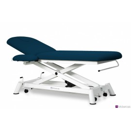 TABLE ÉLECTRIQUE 2 PANNEAUX AVEC MONTÉE VERTICALE, ACCOUDOIRS, PORTE-ROULEAUX, BOUCHON FACIAL ET ROUES RÉTRACTABLES