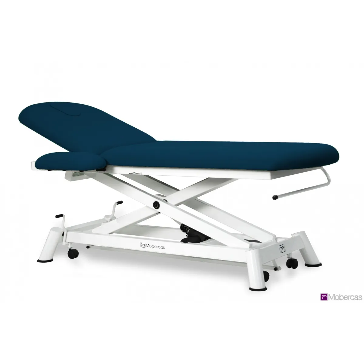 TABLE ÉLECTRIQUE 2 PANNEAUX AVEC MONTÉE VERTICALE, ACCOUDOIRS, PORTE-ROULEAUX, BOUCHON FACIAL ET ROUES RÉTRACTABLES