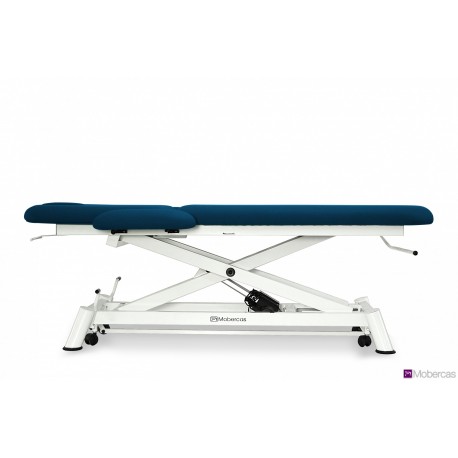 TABLE ÉLECTRIQUE 2 PANNEAUX AVEC MONTÉE VERTICALE, ACCOUDOIRS, PORTE-ROULEAUX, BOUCHON FACIAL ET ROUES RÉTRACTABLES
