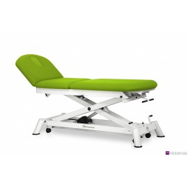 TABLE ÉLECTRIQUE 3 PANNEAUX AVEC DOSSIER PRO / DÉCLIVE, BOUCHON FACIAL ET ROULETTES RÉTRACTABLES