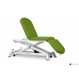 TABLE ÉLECTRIQUE 3 PANNEAUX AVEC PORTE-ROULEAUX, BOUCHON FACIAL ET ROULETTES RÉTRACTABLES