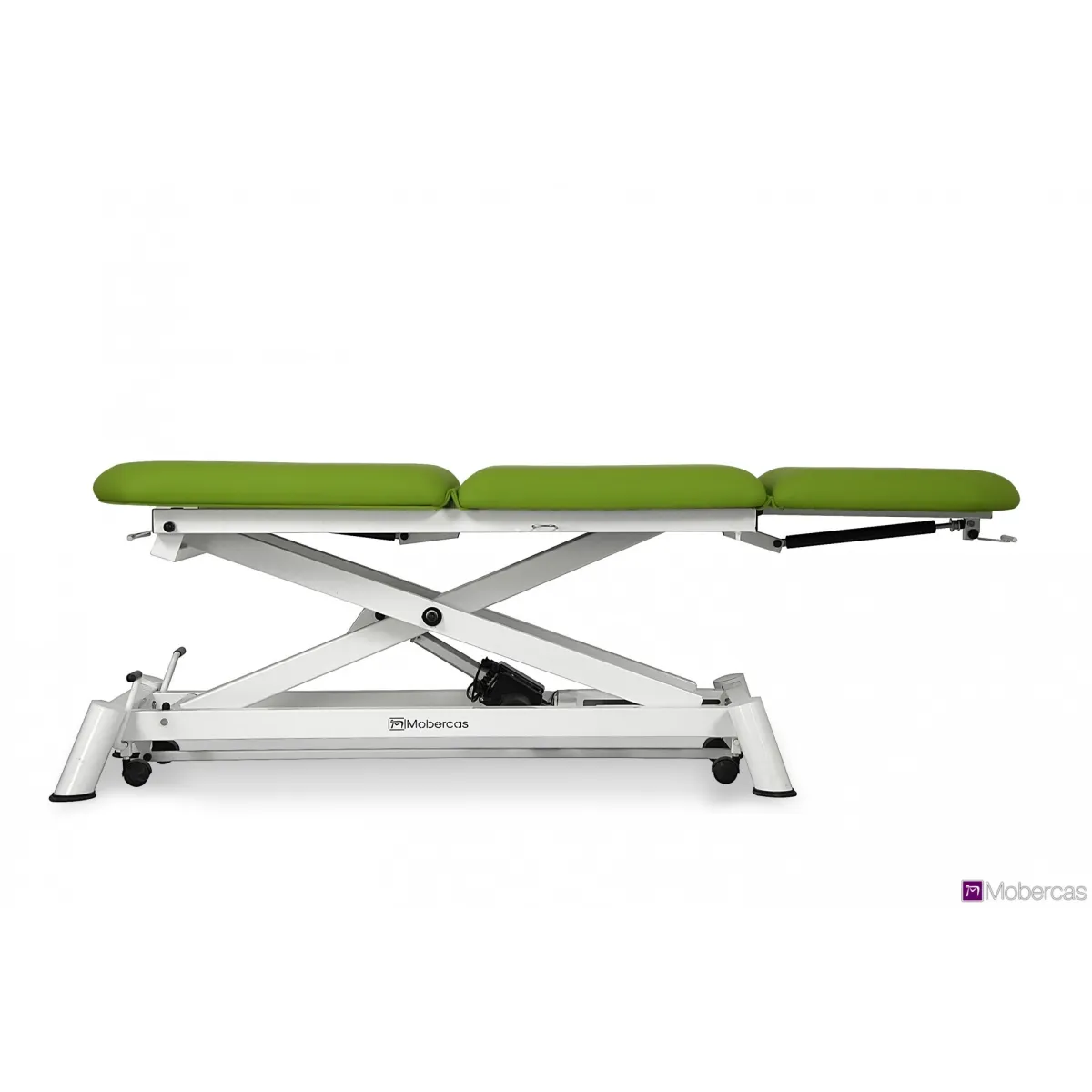 TABLE ÉLECTRIQUE 3 PANNEAUX AVEC PORTE-ROULEAUX, BOUCHON FACIAL ET ROULETTES RÉTRACTABLES