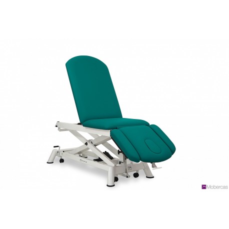 TABLE ÉLECTRIQUE 3 PANNEAUX AVEC DOSSIER PRO / DÉCLIVE, ACCOUDOIRS, BOUCHON FACIAL ET ROULETTES RÉTRACTABLES