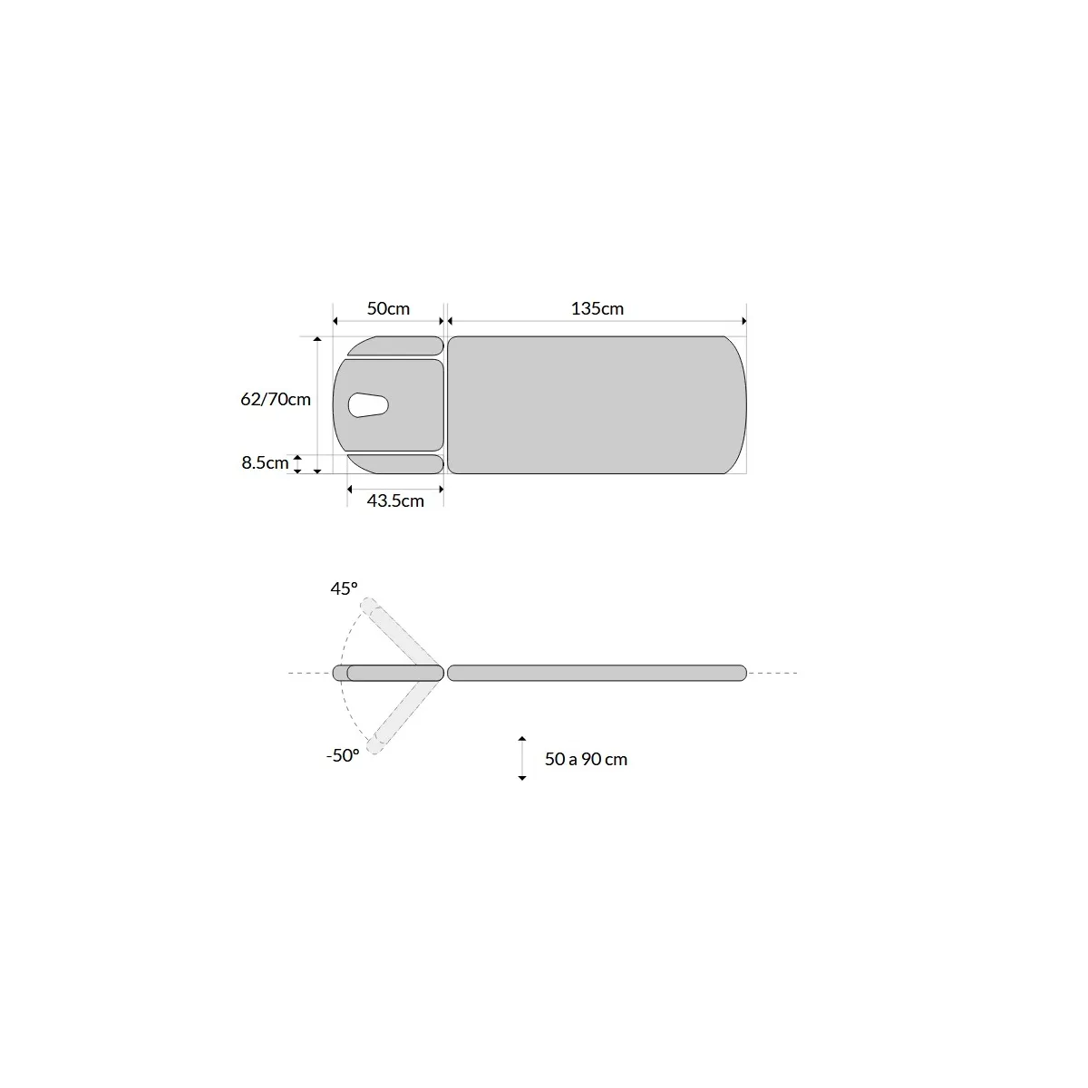 TABLE ÉLECTRIQUE 6 PLANS AVEC DOSSIER PRO / DÉCLIVE, ACCOUDOIRS, PORTE-ROULEAUX, BOUCHON FACIAL ET ROULETTES RÉTRACTABLES