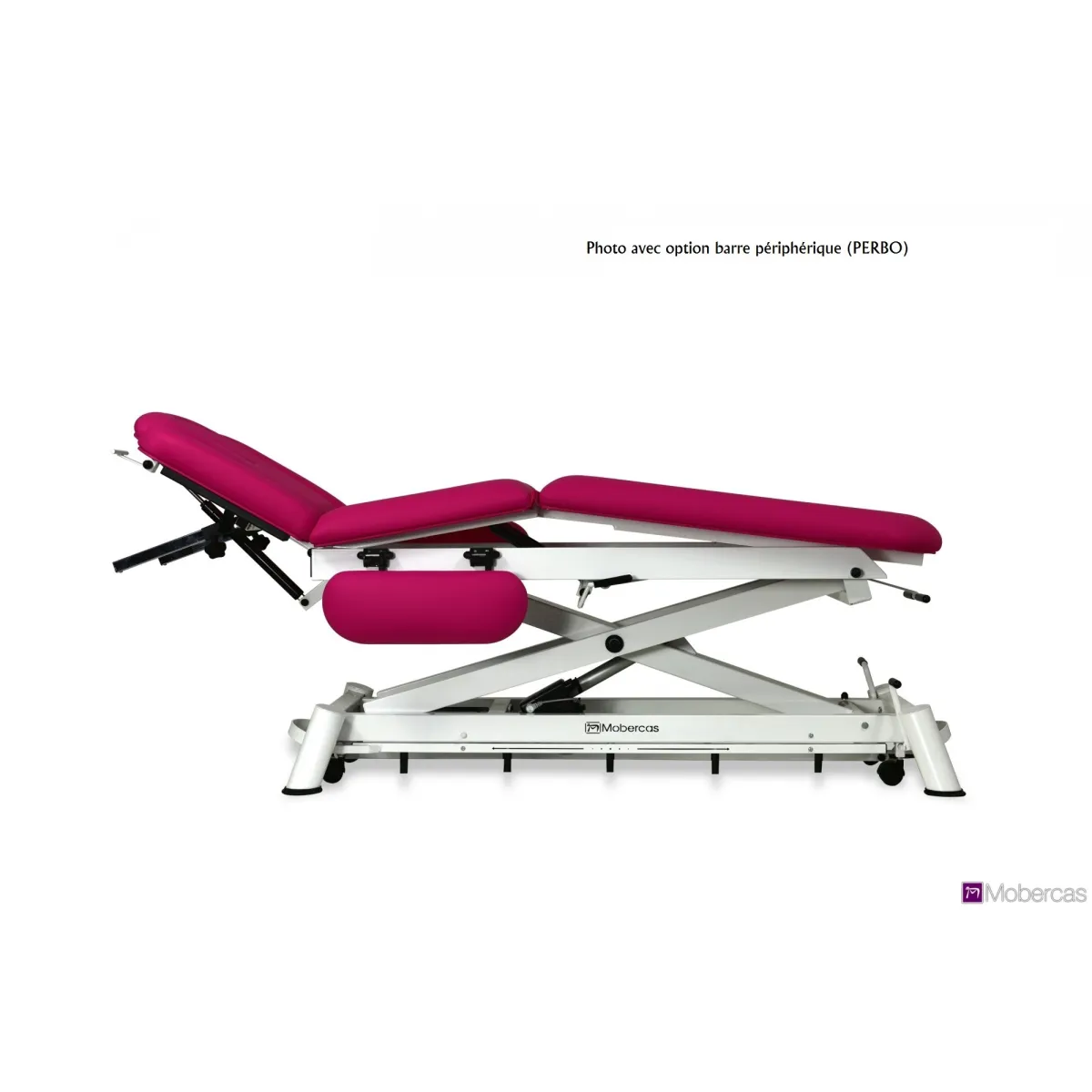 TABLE ÉLECTRIQUE 7 PLANS AVEC CYPHOSE, ACCOUDOIRS, TRENDELEMBURG, BOUCHON FACIAL ET ROULETTES RÉTRACTABLES