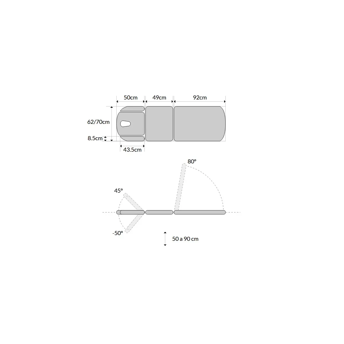 Table électrique 7 plans avec accoudoirs, porte-rouleaux, bouchon facial et roulettes rétractables
