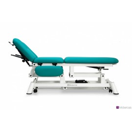 Table électrique 7 plans avec accoudoirs, porte-rouleaux, bouchon facial et roulettes rétractables