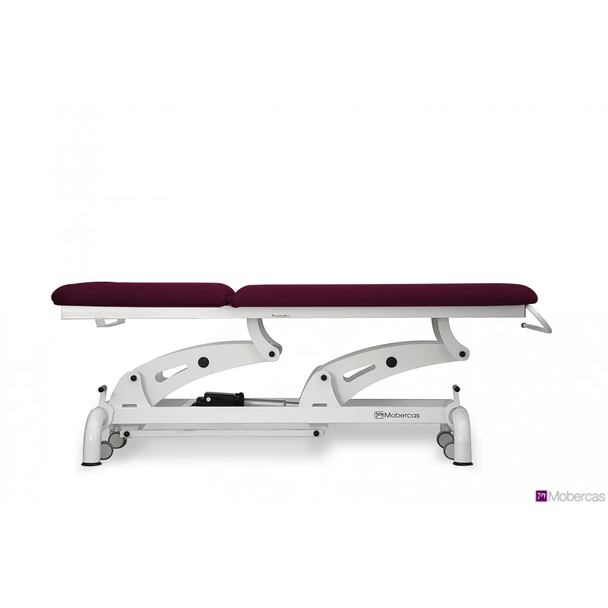 TABLE ÉLECTRIQUE 2 PLANS, 2 MOTEURS, PORTE-ROULEAUX, BOUCHON FACIAL ET ROULETTES RÉTRACTABLES