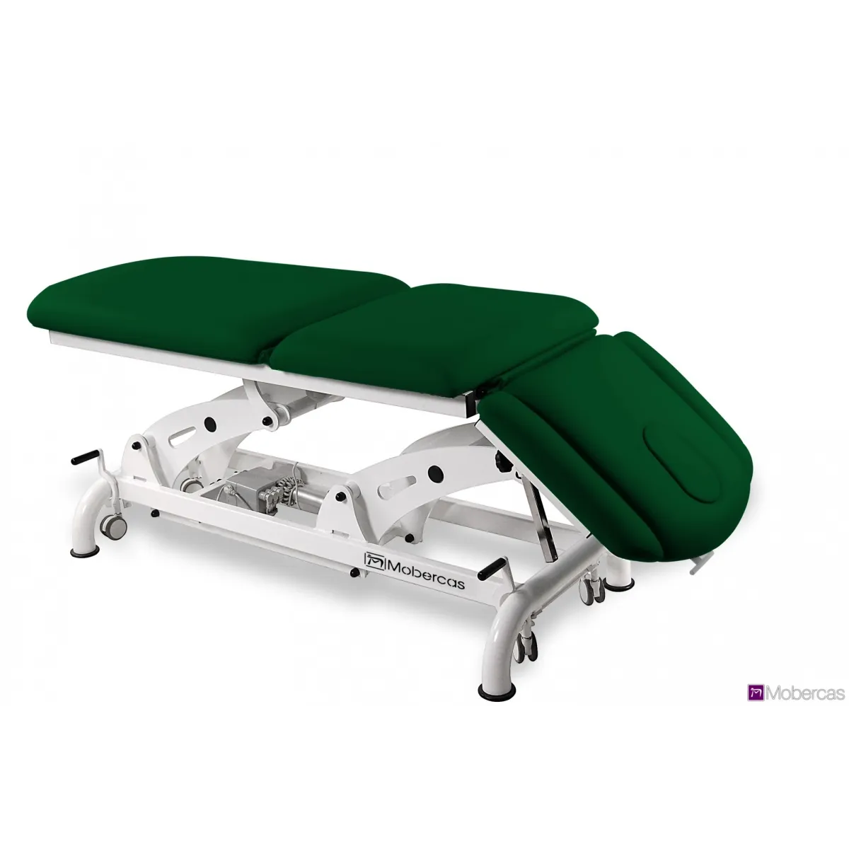 TABLE ÉLECTRIQUE 3 PANNEAUX AVEC ACCOUDOIRS, 3 MOTEURS, CYPHOSE, PORTE-ROULEAUX, BOUCHON FACIAL ET ROULETTES RÉTRACTABLES