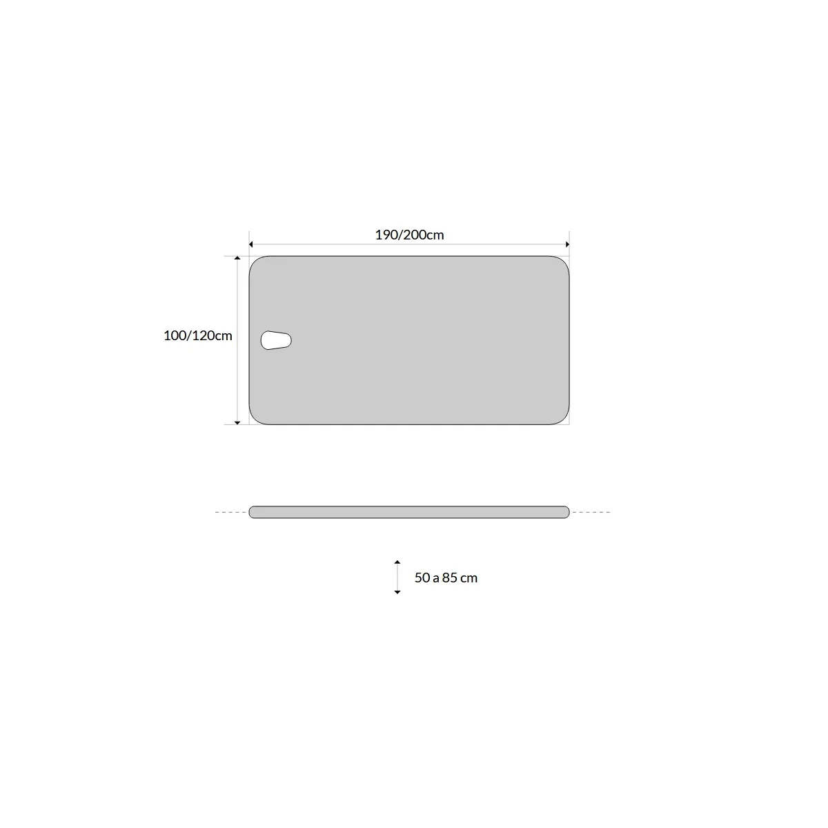 TABLE BOBATH ÉLECTRIQUE 1 PLAN AVEC MONTÉE VERTICALE ET ROULETTES RÉTRACTABLES