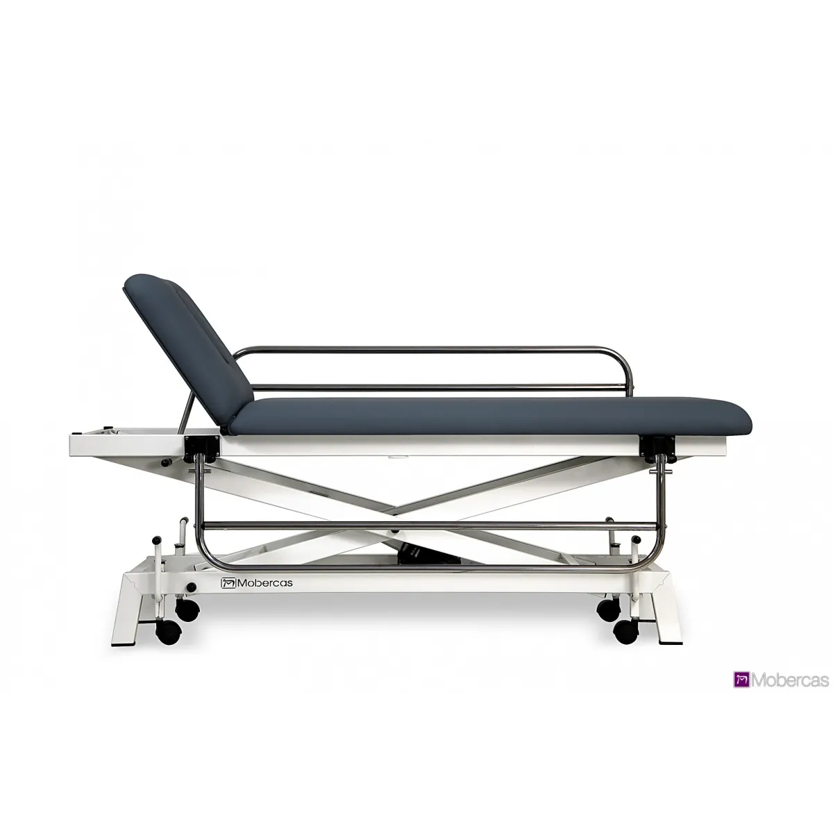 TABLE HYDRAULIQUE PÉDIATRIQUE AVEC BARRIÈRES, BOUCHON FACIAL ET ROULETTES RÉTRACTABLES