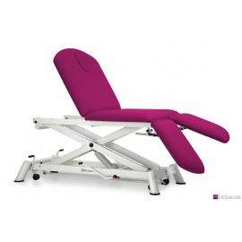 TABLE HYDRAULIQUE AVEC JAMBIÈRES INDÉPENDANTES, BOUCHON FACIAL ET ROULETTES RÉTRACTABLES