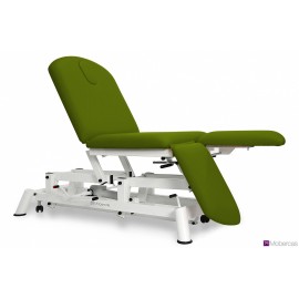 TABLE HYDRAULIQUE AVEC JAMBIÈRES INDÉPENDANTES RÉGLABLES, BOUCHON FACIAL ET ROULETTES RÉTRACTABLES