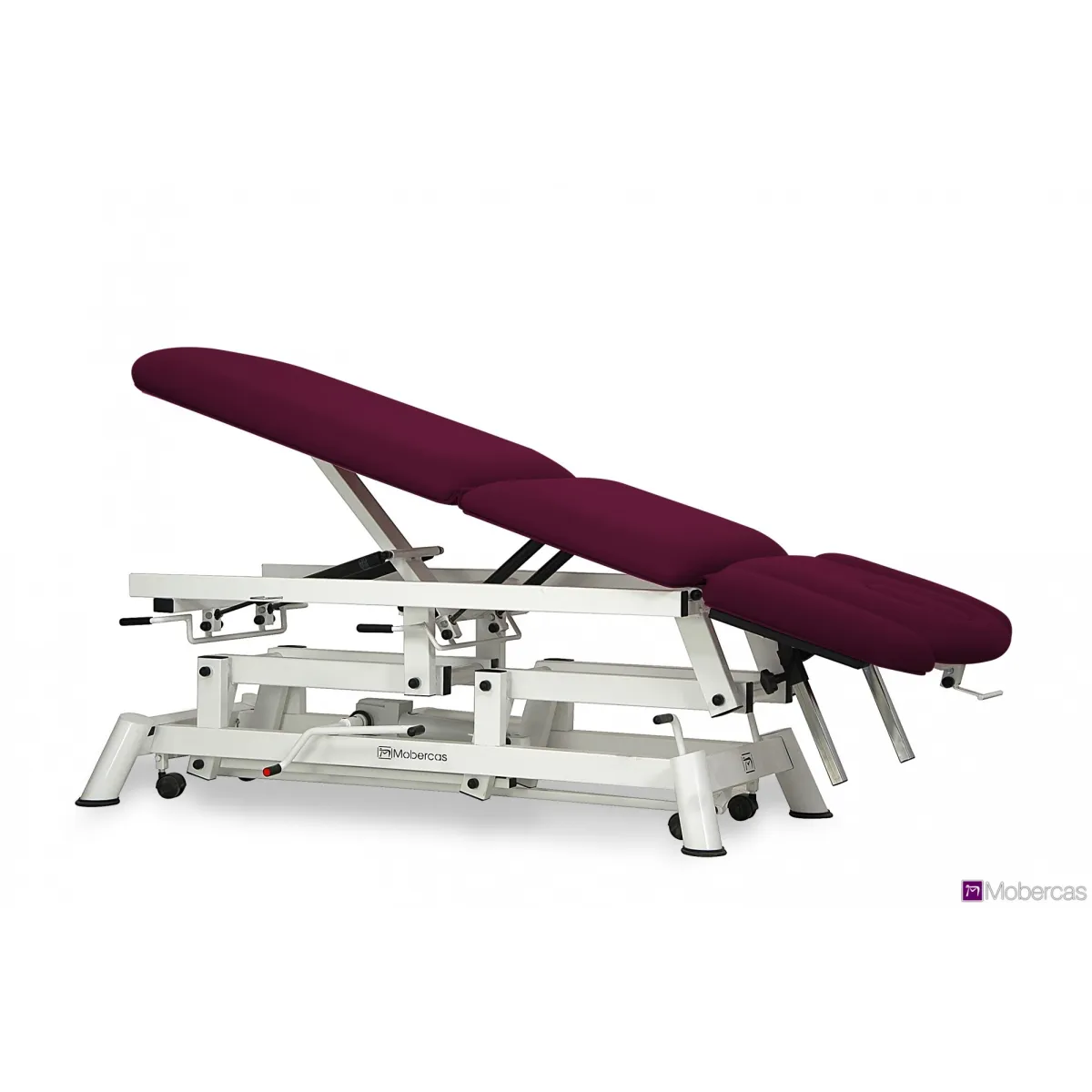 TABLE HYDRAULIQUE AVEC CYPHOSE, TRENDELENBURG, ACCOUDOIRS AU DOSSIER, BOUCHON FACIAL ET ROULETTES RÉTRACTABLES