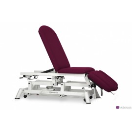 TABLE HYDRAULIQUE AVEC CYPHOSE, TRENDELENBURG, ACCOUDOIRS AU DOSSIER, BOUCHON FACIAL ET ROULETTES RÉTRACTABLES