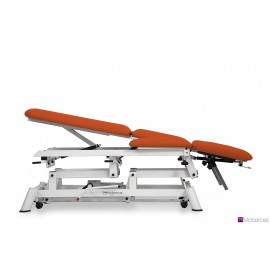 TABLE HYDRAULIQUE AVEC TRENDELENBURG ET STOP TRENDELENBURG, ACCOUDOIRS, BOUCHON FACIAL ET ROULETTES RÉTRACTABLES