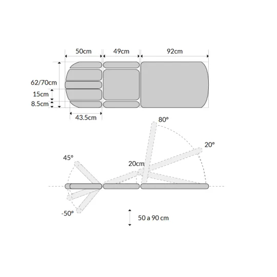 TABLE ÉLECTRIQUE MULTIFONCTION AVEC CYPHOSE, TRENDELENBURG, BOUCHON FACIAL ET ROULETTES RÉTRACTABLES