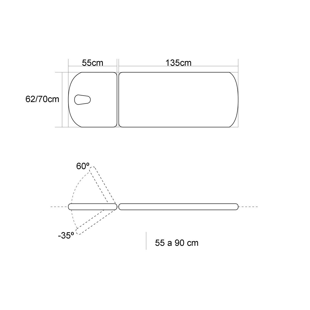 TABLE D'EXAMEN ÉLECTRIQUE PROCLIVE / DÉCLIVE AVEC PORTE-ROULEAUX ET BOUCHON FACIAL INCLUS