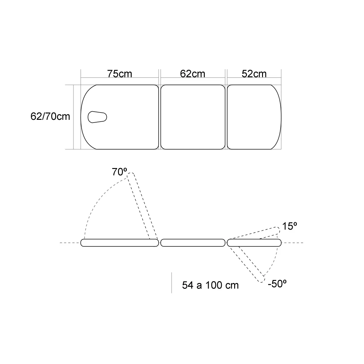 TABLE D'EXAMEN ÉLECTRIQUE 3 PANNEAUX AVEC BOUCHON FACIAL, PORTE-ROULEAUX ET ROULETTES