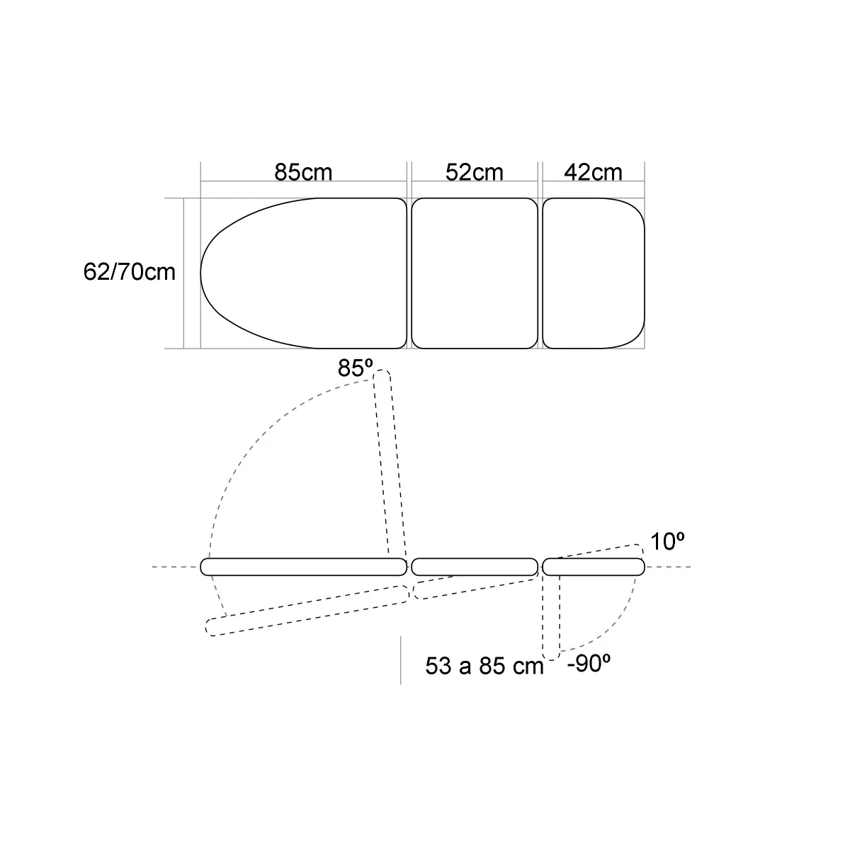 TABLE TYPE FAUTEUIL AVEC REPOSE-BRAS RABATTABLES