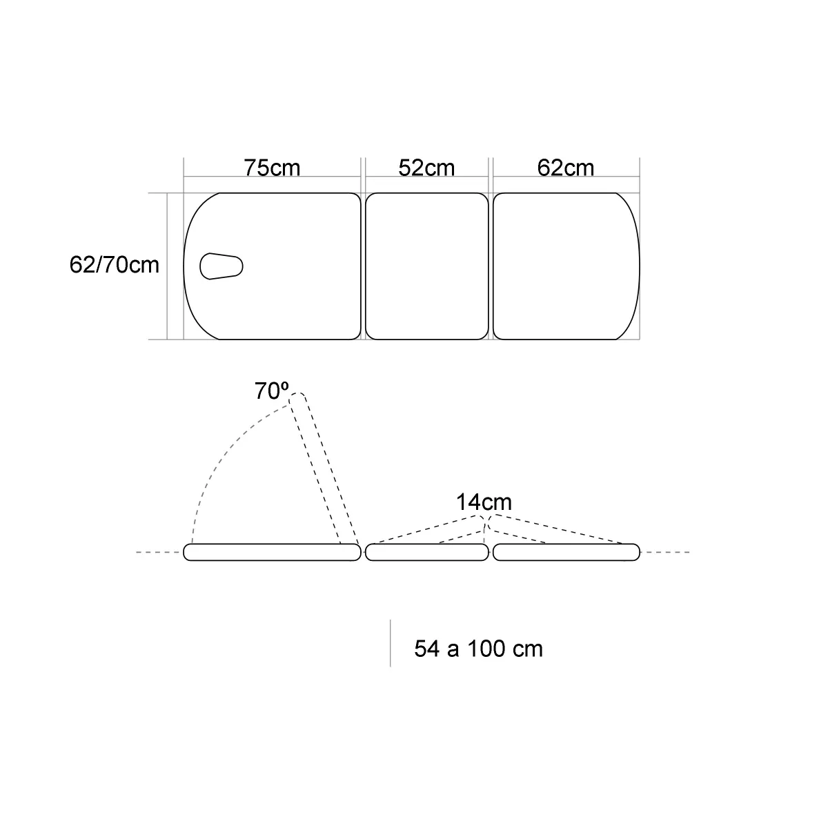 TABLE ÉLECTRIQUE AVEC UNE ARTICULATION CENTRALE, MONTÉE SANS DÉPLACEMENT LATÉRAL? BOUCHON FACIAL ET PORTE-ROULEAUX