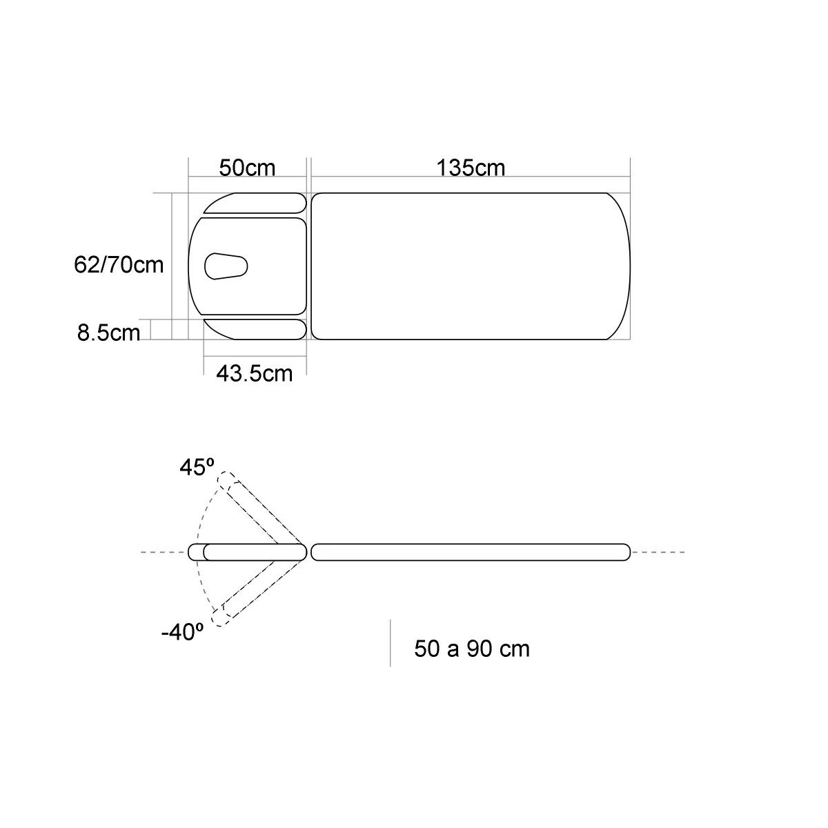 TABLE DIVAN D'EXAMEN ÉLECTRIQUE 2 PLANS têtière avec accoudoirs