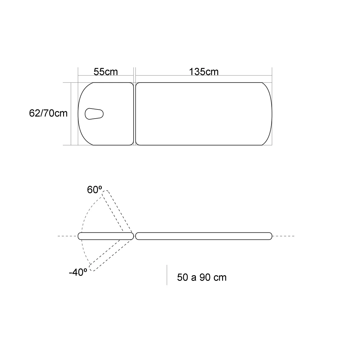 TABLE DIVAN D'EXAMEN ÉLECTRIQUE 2 PANNEAUX